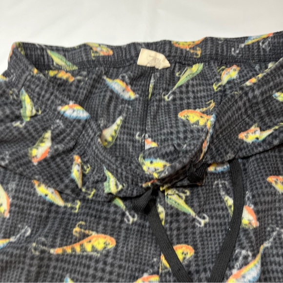 Fishing gray fleece cozy PANTS LOUNGE PJS stretchy Tie Waist Pockets NorthCrest - Picture 7 of 13